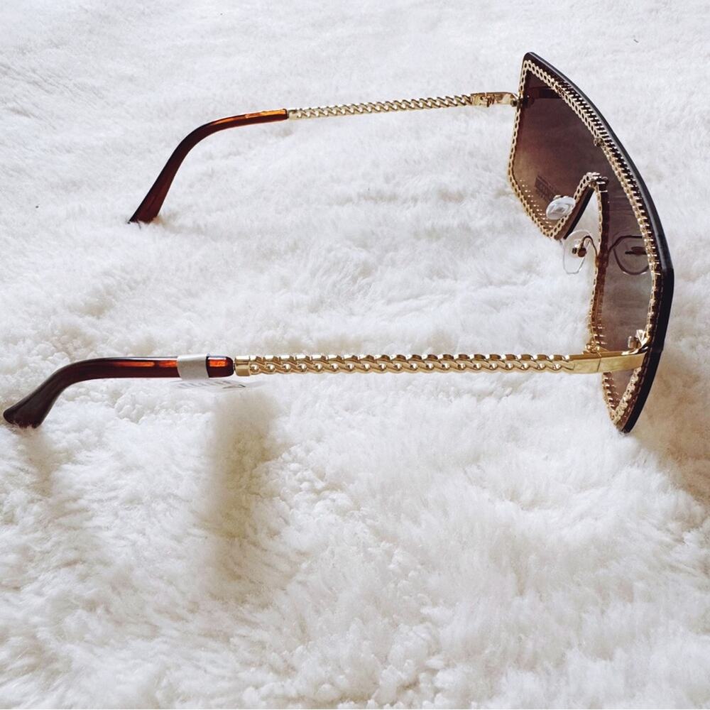 Christine Brown Chain Oversized Shield Sunglasses - Picture 6 of 12